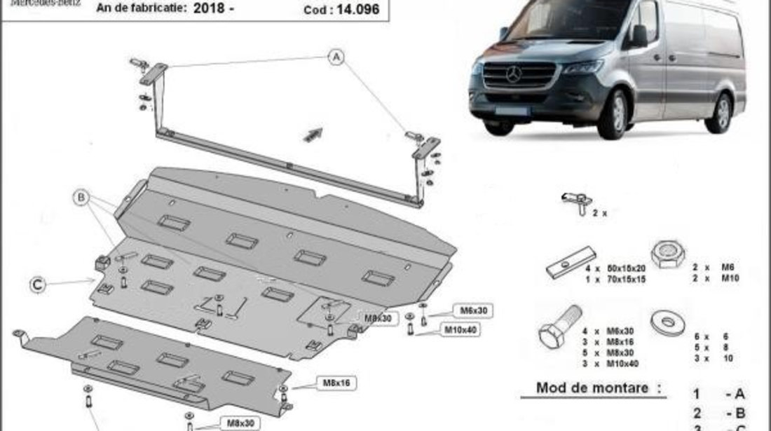 Scut motor metalic Mercedes Sprinter Tractiune Fata 2018-prezent