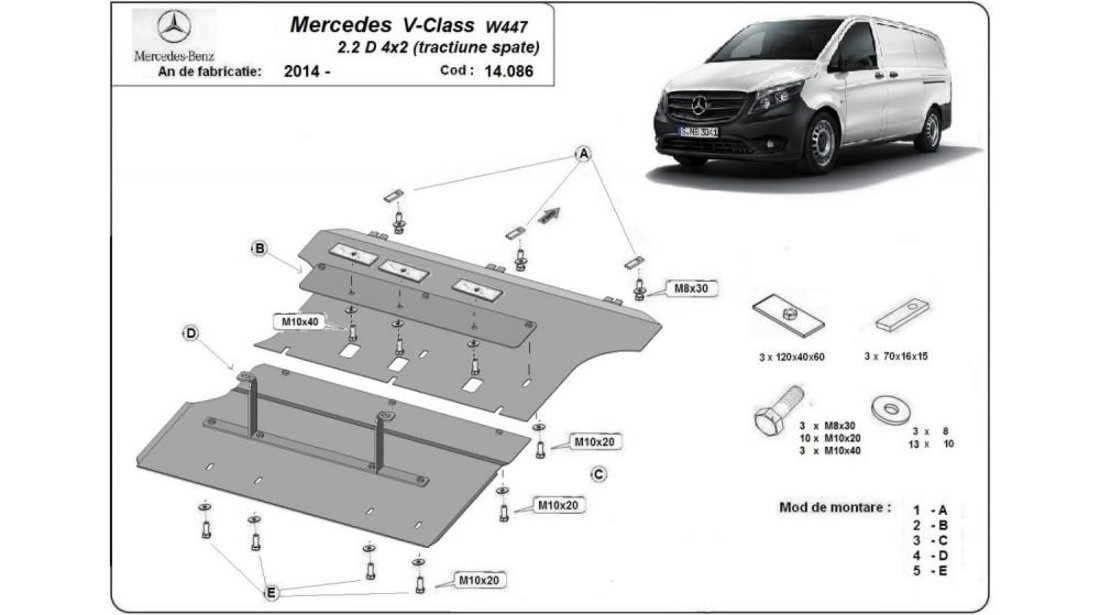 Scut motor metalic mercedes v-class w447 - 2.2 d 4x2 (tractiune spate) Mercedes V-CLASS (2014->)[W447] #5