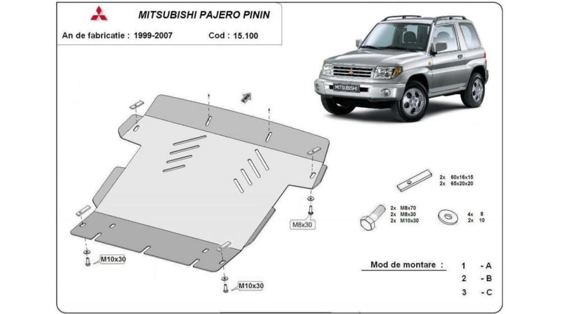 Scut motor metalic Mitsubishi PAJERO PININ (1999-2007)[H6_W, H7_W] #5