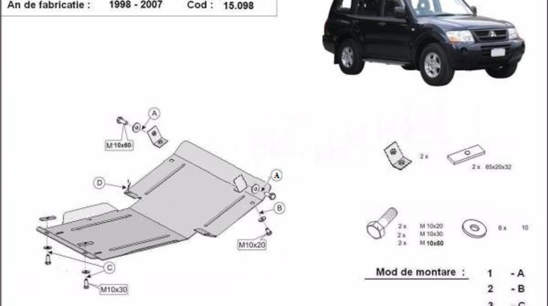 Scut motor metalic Mitsubishi Pajero Sport 1 1998-2007