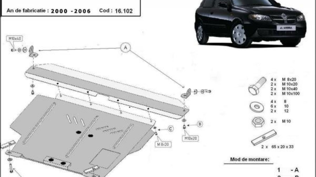 Scut motor metalic Nissan Almera Tino 2000-2006