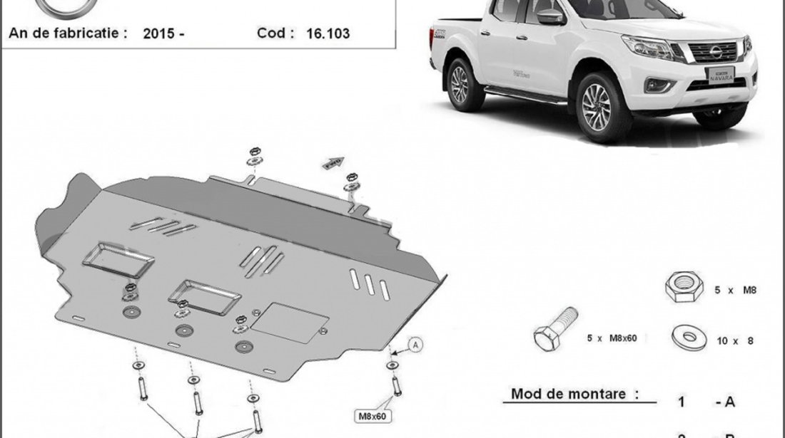 Scut motor metalic Nissan Navara NP300 2015-prezent