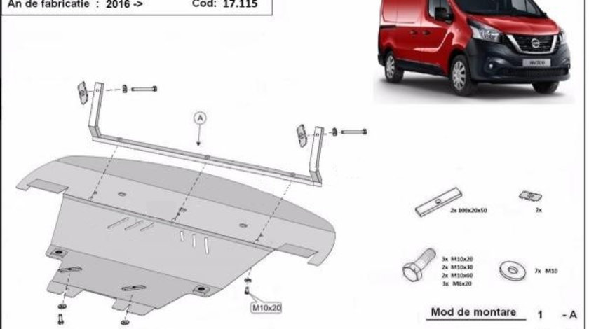 Scut motor metalic Nissan NV 300 2016-prezent