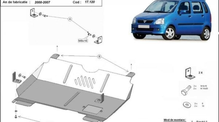 Scut motor metalic Opel Agila 2000-2008