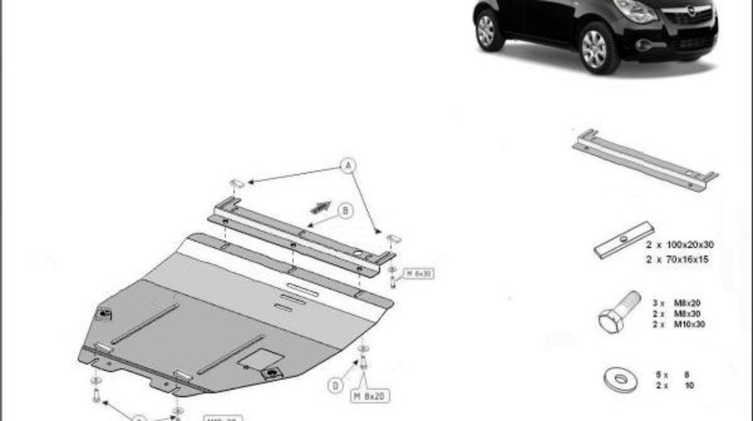 Scut motor metalic Opel Agila 2008-2015