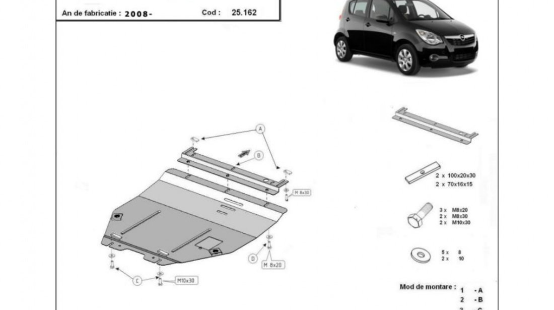 Scut motor metalic Opel Agila B (2008->)[H08] #5