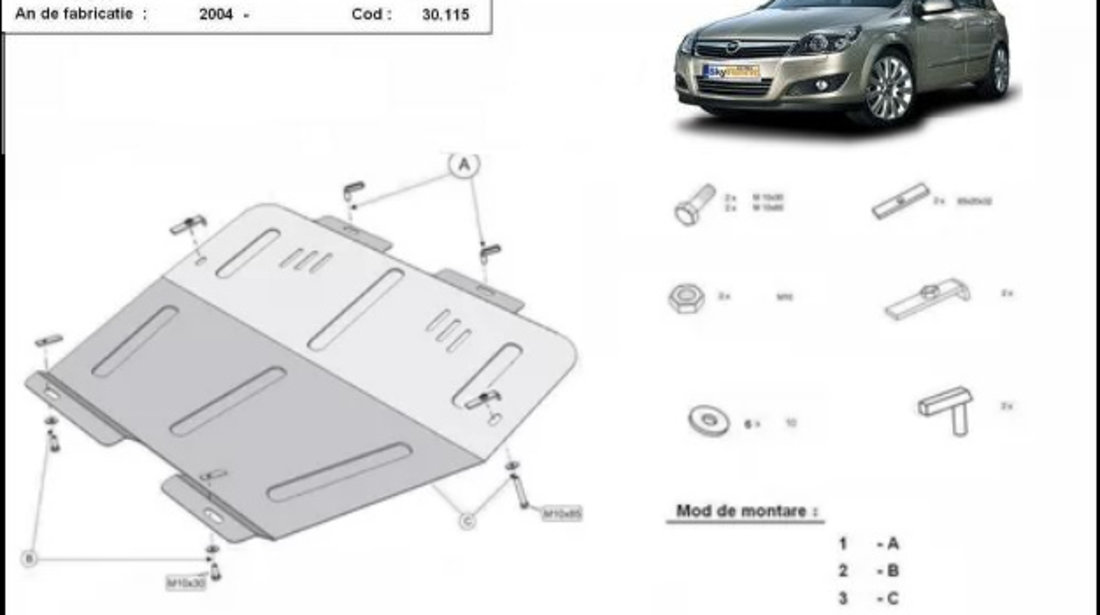 Scut motor metalic Opel Astra H 2004-2010