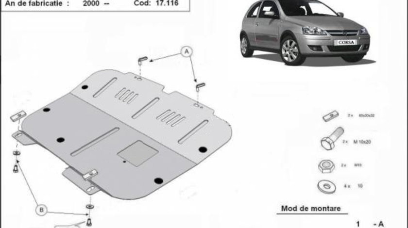 Scut motor metalic Opel Corsa C 2001-2006