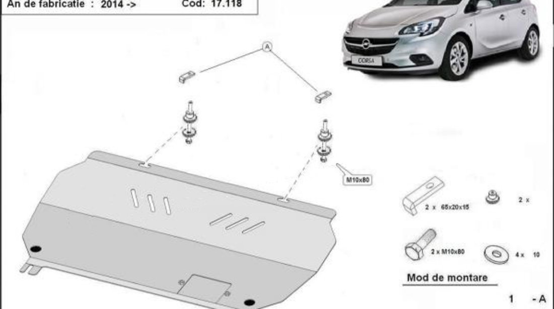 Scut motor metalic Opel Corsa E 2015-2019