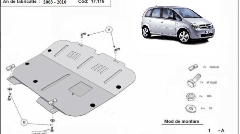 Scut motor metalic Opel Meriva A 2003-2010