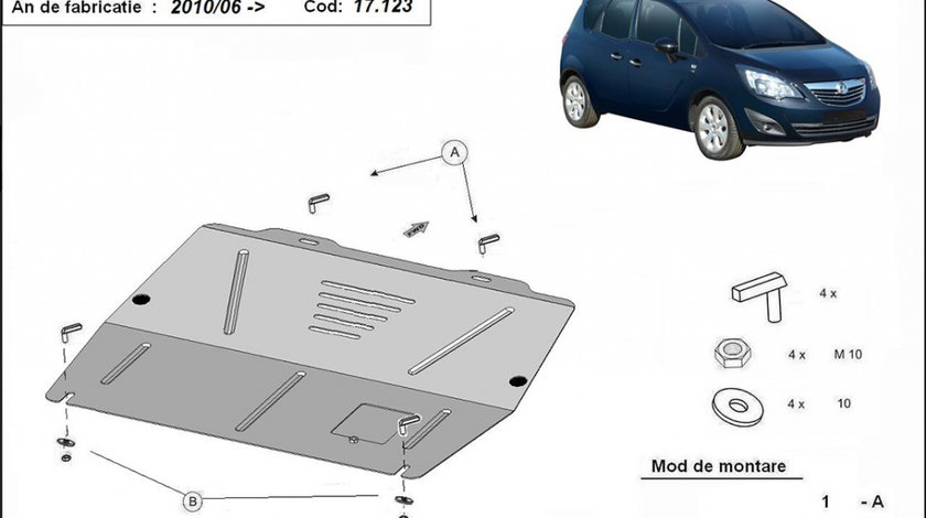 Scut motor metalic Opel Meriva B 2010-prezent