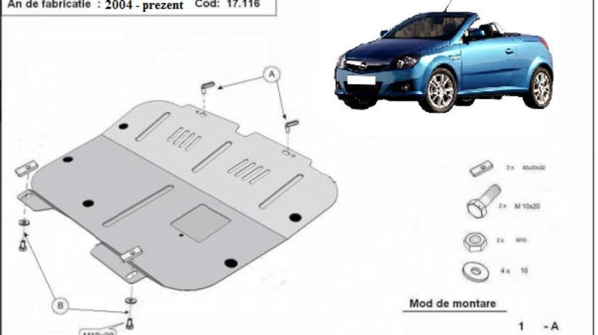 Scut motor metalic Opel Tigra B 2004-2009