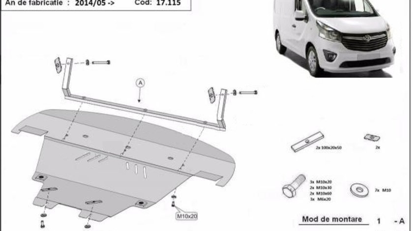 Scut motor metalic Opel Vivaro B 2014-2019