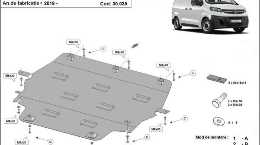 Scut motor metalic Opel Vivaro C 2019-prezent