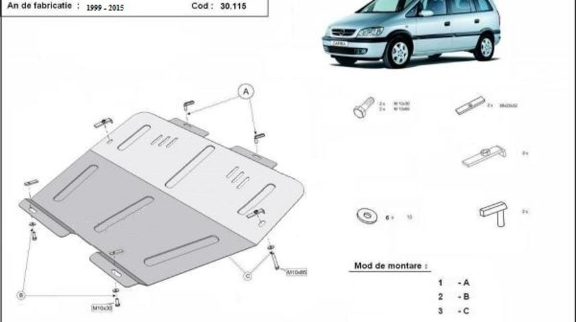 Scut motor metalic Opel Zafira A/B 1999-2014