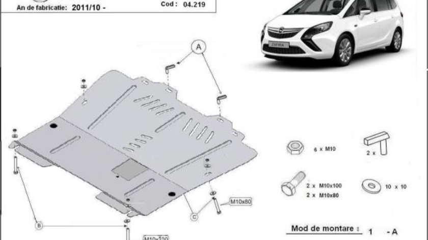 Scut motor metalic Opel Zafira C 2012-2019