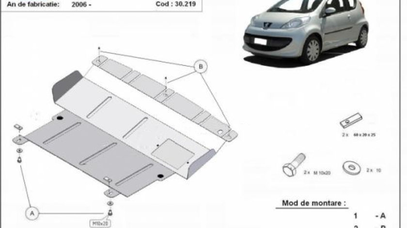 Scut motor metalic Peugeot 107 2005-2014