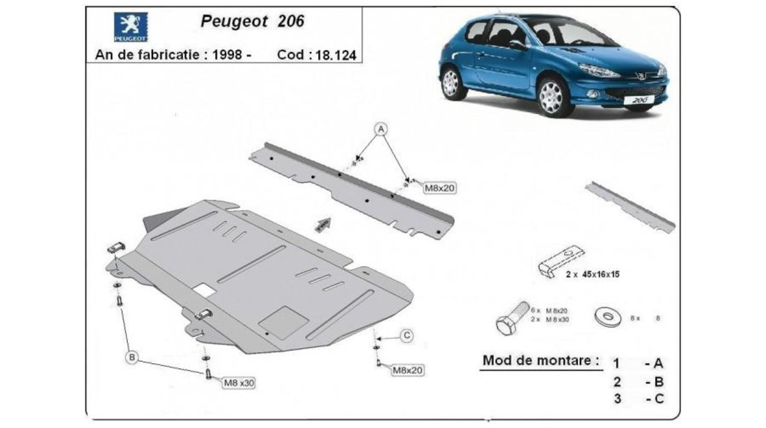 Scut motor metalic Peugeot 206 (1998->)[2A/C] #5