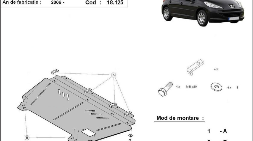 Scut motor metalic Peugeot 207 2006-2014