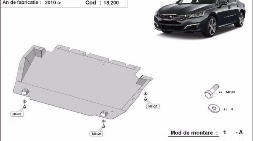 Scut motor metalic Peugeot 508 2011-2018