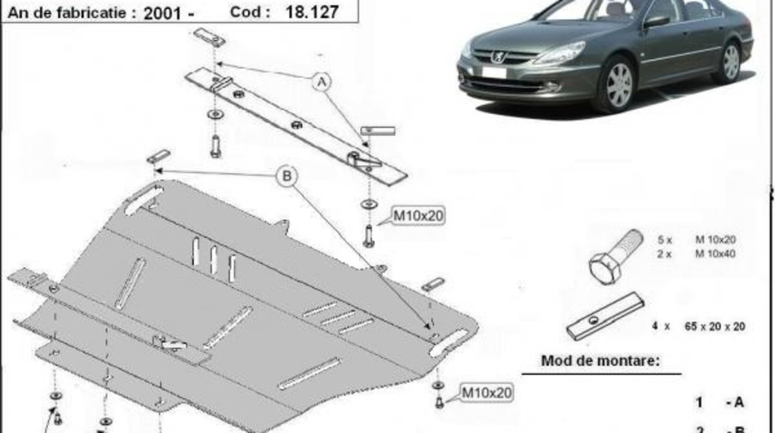 Scut motor metalic Peugeot 607 2000-2010