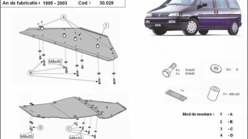 Scut motor metalic Peugeot 806 1994-2002