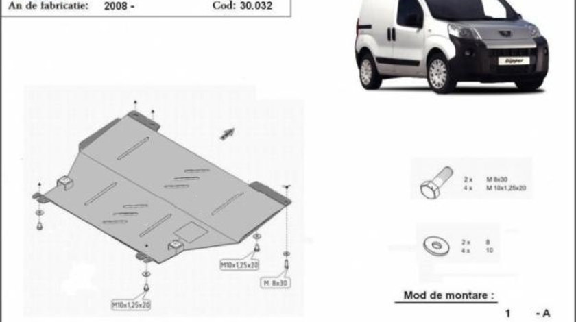 Scut motor metalic Peugeot Bipper 2008-prezent