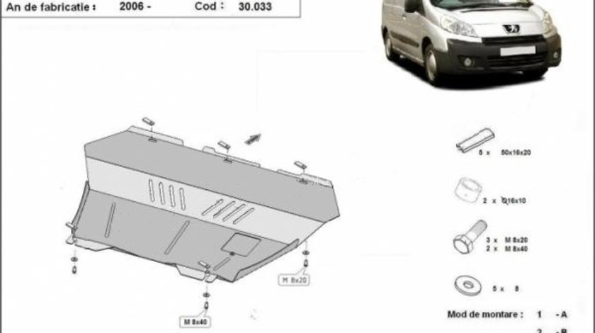 Scut motor metalic Peugeot Expert 2007-2015