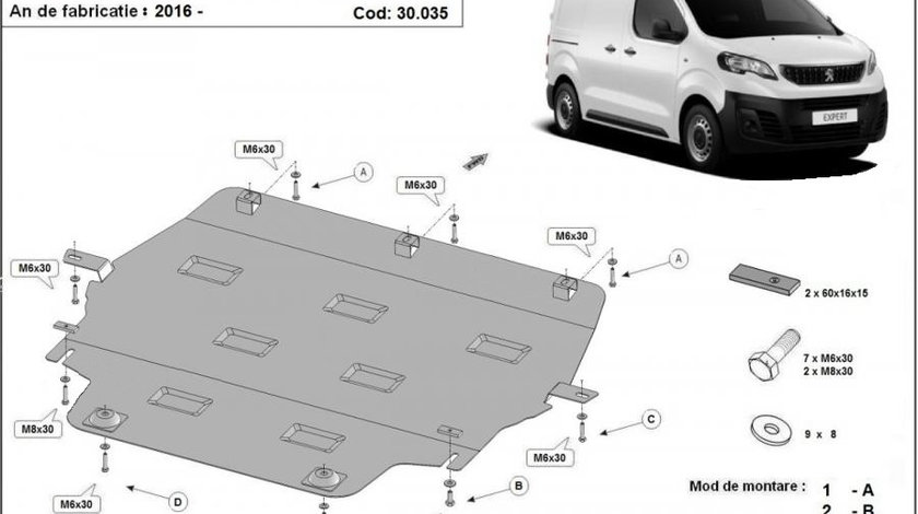 Scut motor metalic Peugeot Expert III 2016-prezent