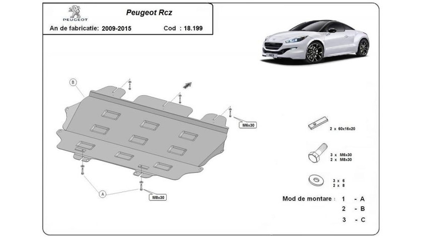 Scut motor metalic Peugeot RCZ (2010->) #5