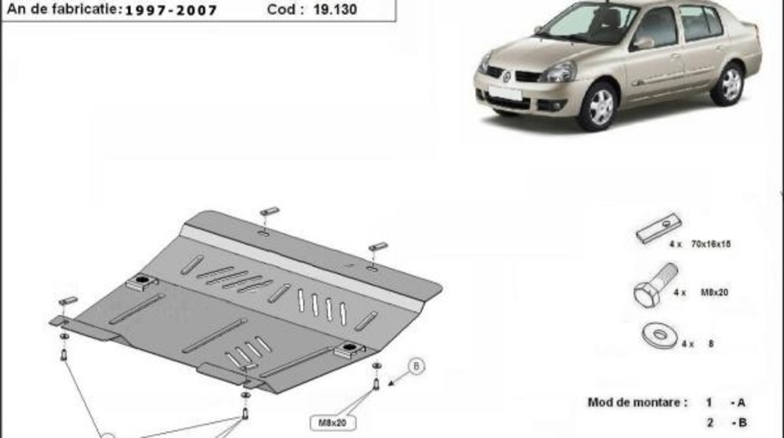 Scut motor metalic Renault Clio II 1998-2005