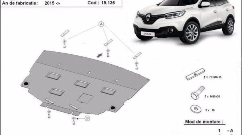 Scut motor metalic Renault Kadjar 2015-2022