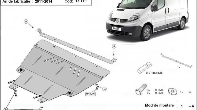 Scut motor metalic Renault Trafic 2011-2014