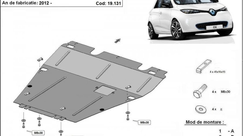 Scut motor metalic Renault Zoe 2017-2019