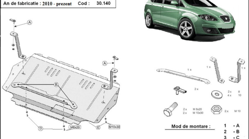 Scut motor metalic Seat Altea 1.2,1.4Tsi,1.6 tdi 2010-2015