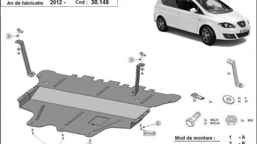 Scut motor metalic Seat Altea Cutie Manuala 2012-prezent