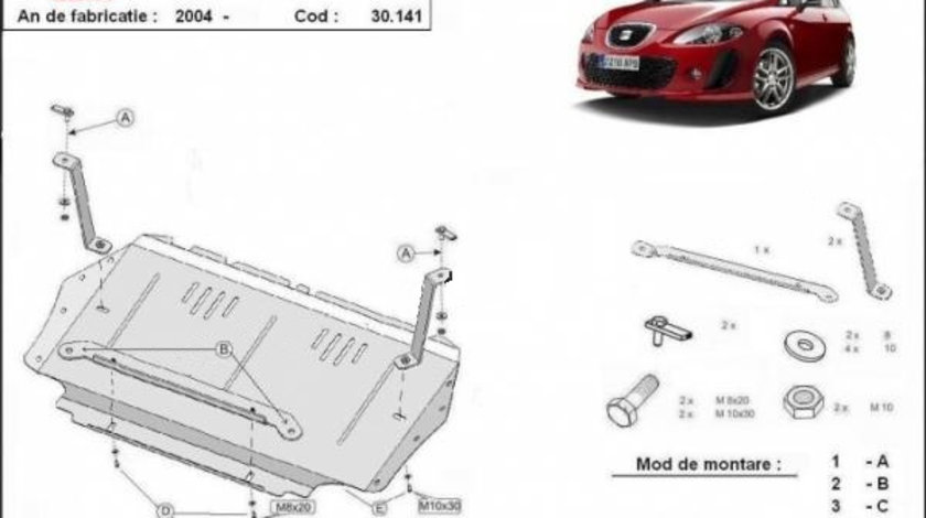 Scut motor metalic Seat Leon 1P 1.4i, 1.6i, 1.8i, 2,0i, 1.9 TDI, 2.0 TDI 2005-2009