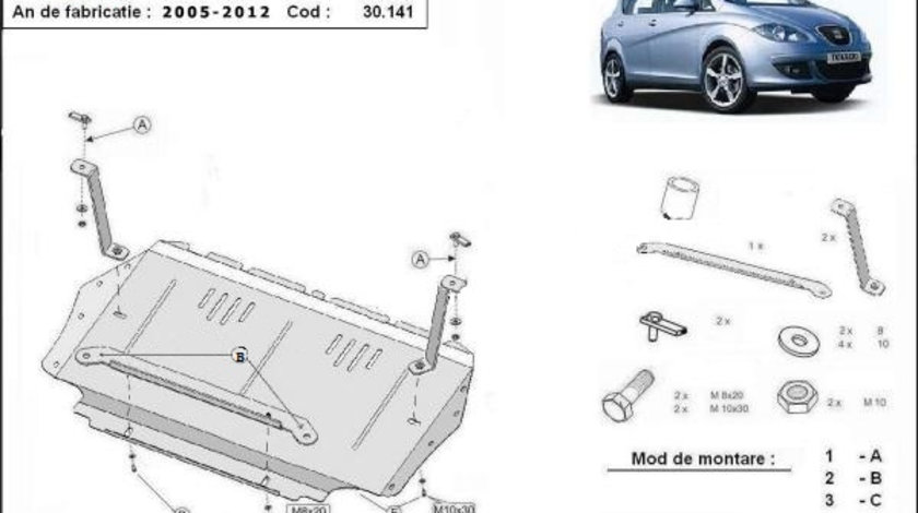 Scut motor metalic Seat Toledo III 2005-2012