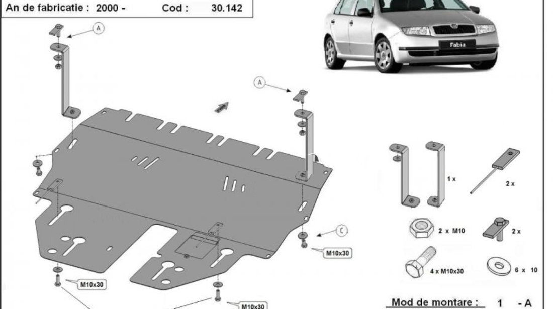 Scut motor metalic Skoda Fabia I - Benzina 2000-2007