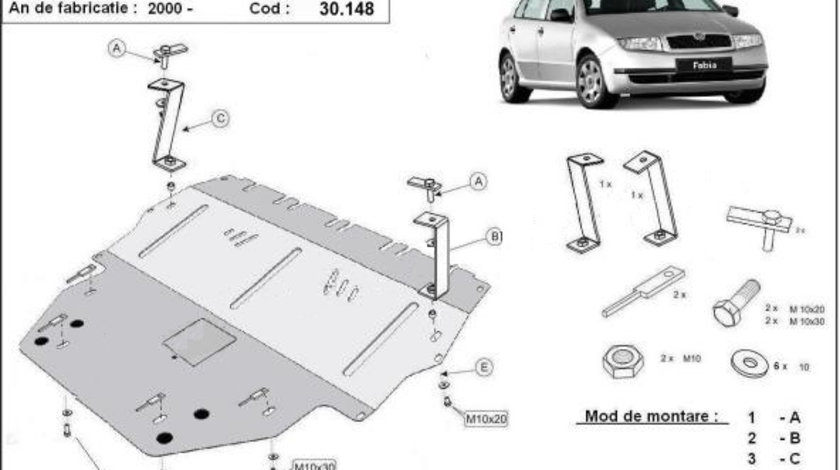 Scut motor metalic Skoda Fabia I - Diesel 2000-2007