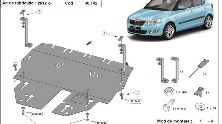 Scut motor metalic Skoda Fabia III - Benzina 2014-2021