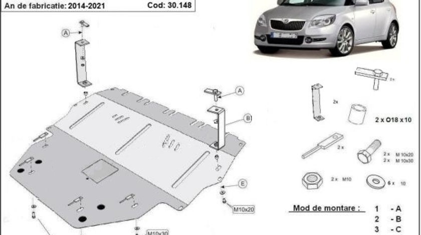 Scut motor metalic Skoda Fabia III - Diesel 2014-2021