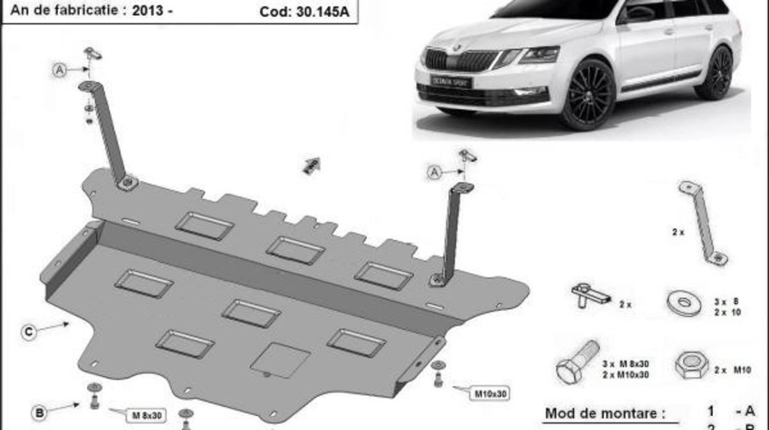 Scut motor metalic Skoda Octavia III Cutie Automata 2013-2019