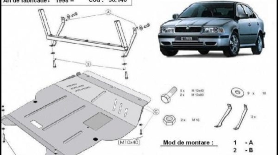 Scut motor metalic Skoda Octavia Tour 1997-2010