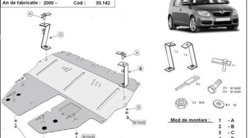 Scut motor metalic Skoda Roomster 2006-2015