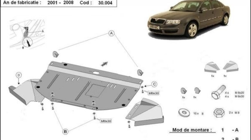 Scut motor metalic Skoda Superb 2002-2008