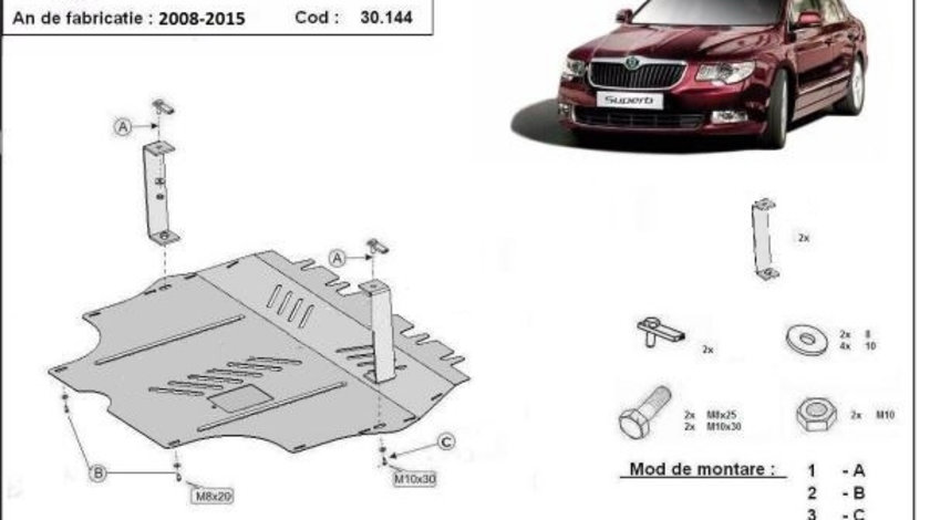 Scut motor metalic Skoda Superb 2008-2015