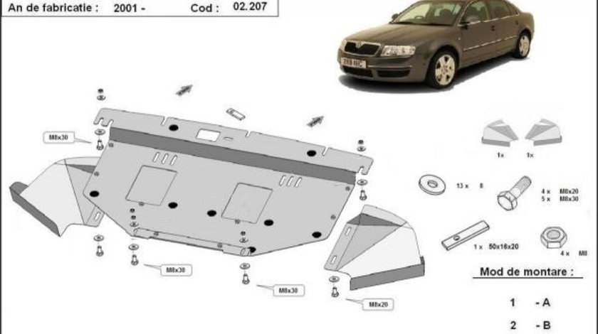 Scut motor metalic Skoda Superb 3U 2.5 TDI V6 2002-2008