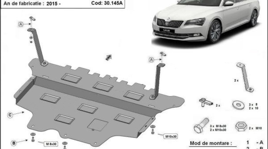 Scut motor metalic Skoda Superb Cutie Automata 2015-prezent