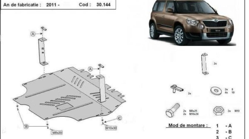 Scut motor metalic Skoda Yeti 2011-2017